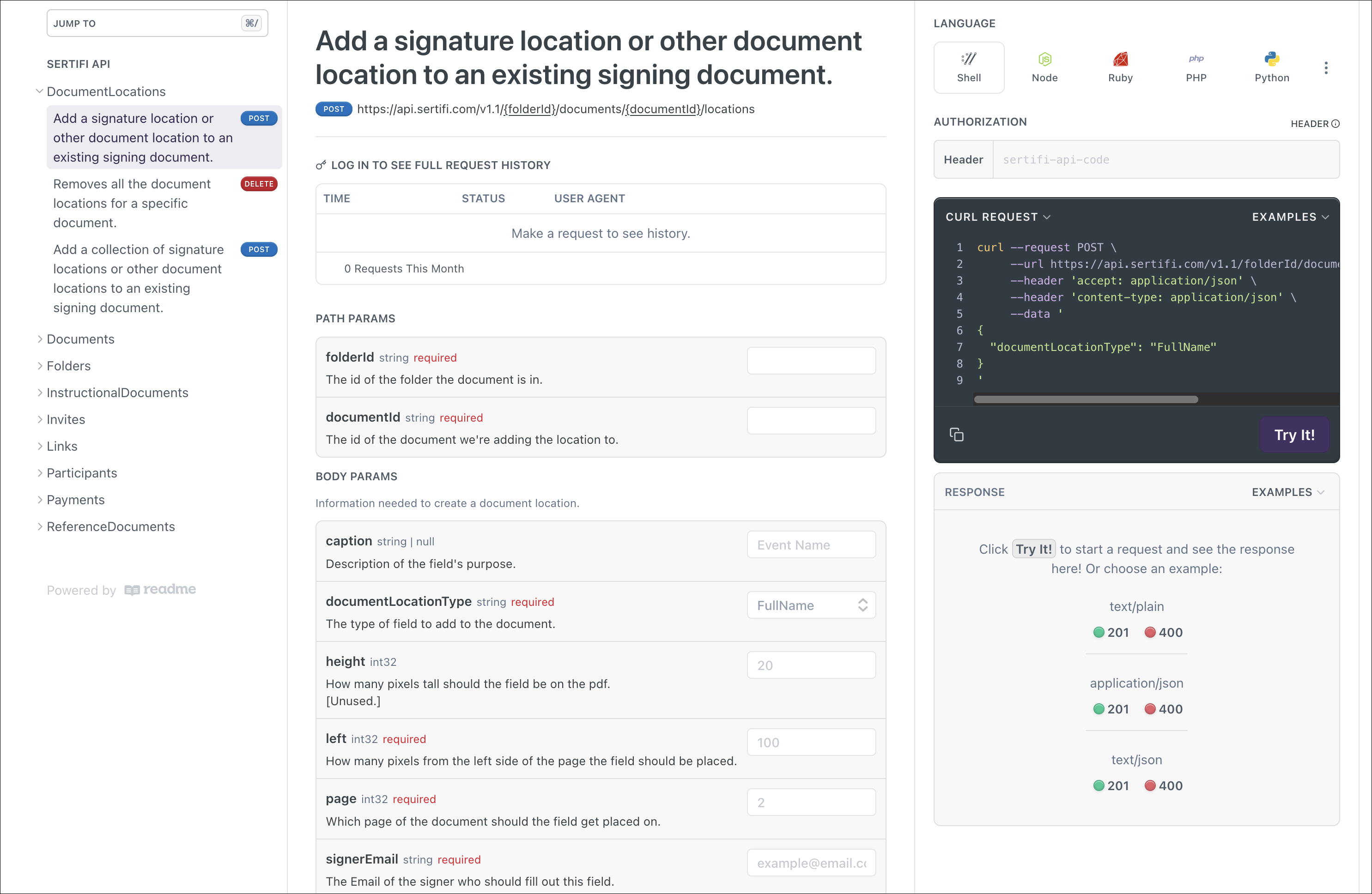 The Sertifi REST API Readme